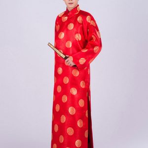 Man Chinese Costumes Qing Dynasty Brocade Waistcoat Gown Holidays Costumes