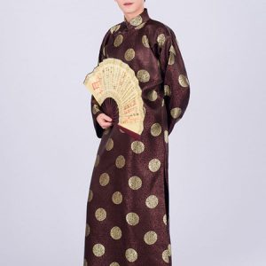 Man Chinese Costumes Qing Dynasty Brocade Waistcoat Gown Holidays Costumes