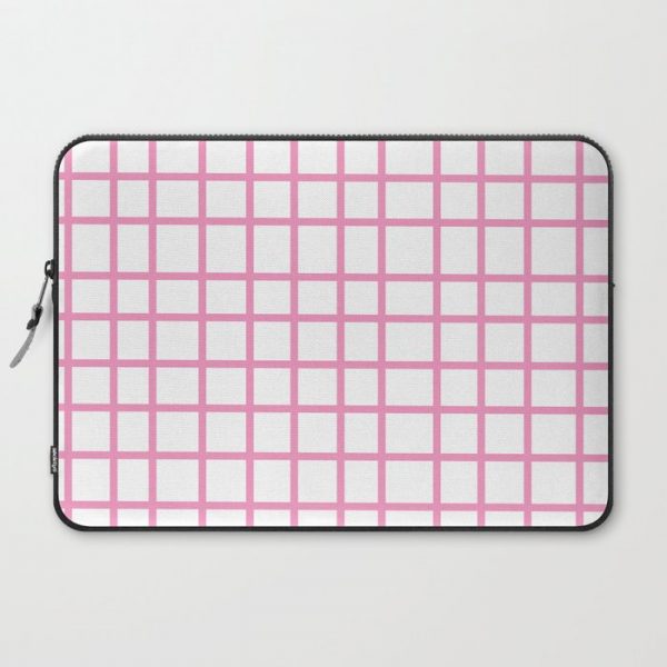 Pink Grid Computer Cover by ActNaturalArt - Laptop Sleeve - 15"