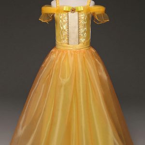 Princess Belle Costume Halloween Kids Cosplay Beauty And The Beast Girls Yellow Dress