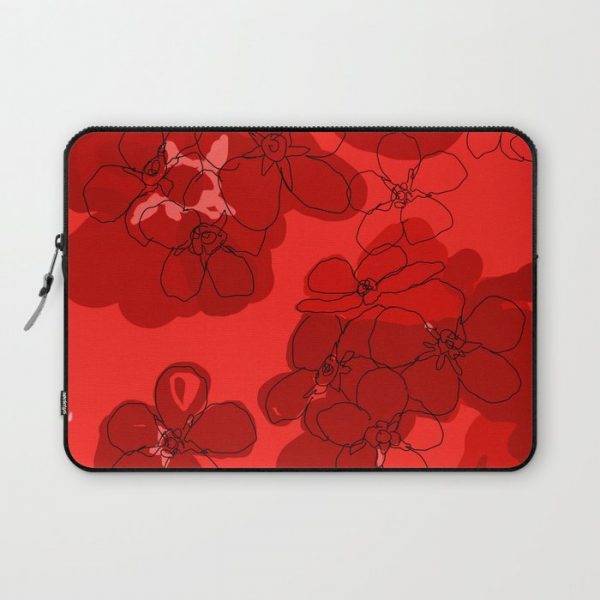 Red Geranium Computer Cover by Anna Karin Design and Illustration - Laptop Sleeve - 13"