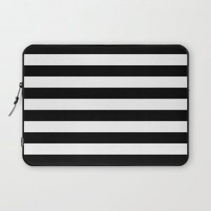 Stripe Black & White Horizontal Line Bold Minimalism Computer Cover by Beautiful Homes - Laptop Sleeve - 13"