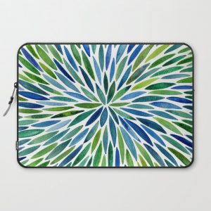 Watercolor Burst - Blue & Green Computer Cover by Cat Coquillette - Laptop Sleeve - 15"