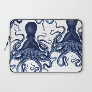 Watercolor blue vintage octopus Computer Cover by South Pacific Prints - Laptop Sleeve - 13"