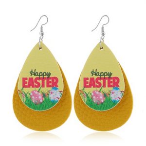 Yellow Flower Print Layered Earring Set - One Size