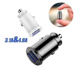 mini car charger 4.8a fast charger 3.1a dual usb adapter charger with led light for ip smartphones