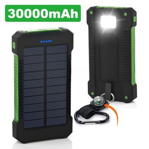 universal 20000mah portable solar charger banks waterproof solar panel battery chargers with ultra-thin highlight led for all cell phone